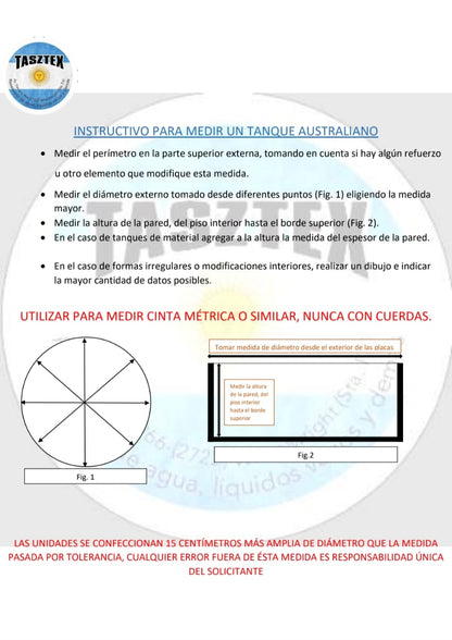 FUNDA PARA TANQUE AUSTRALIANO 22 CHAPAS  ESTANDAR